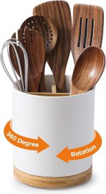 3 Compartment Utensil Holder, Extra Large Utensil Crock, Stable Ceramic Utensil Organizer (Material: Cork)